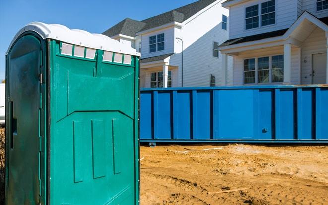 dumpster and portable toilet at a construction site project in Hesperia CA